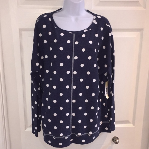 Cyrus Woman’s Navy & White Polka Dot Top Size XL - Picture 1 of 13